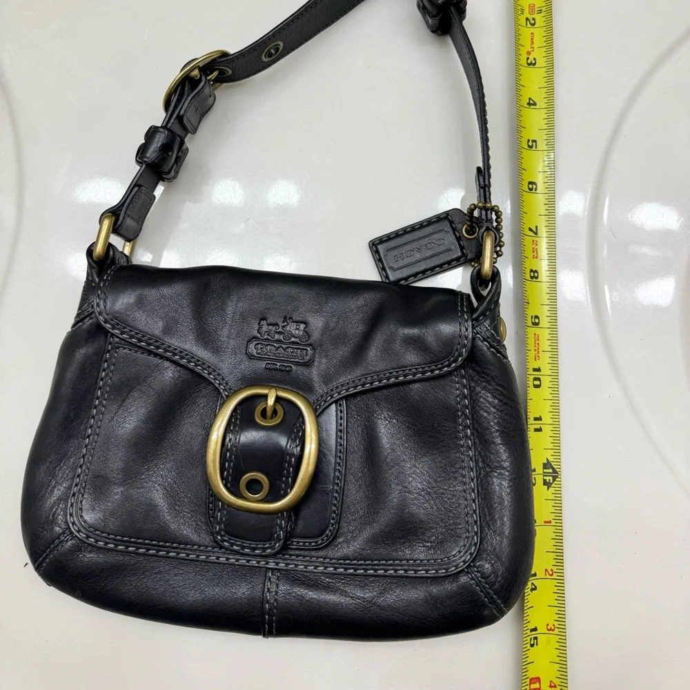 Coach Black Leather Shoulder Bag with Gold Accents - Picture 1 of 15